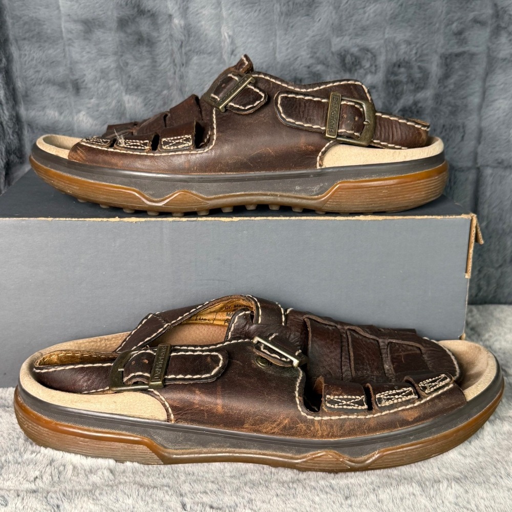Dr. Martens 8B52 Mens Brown Leather Fisherman Sandals Buckle Gladiator Shoes 12